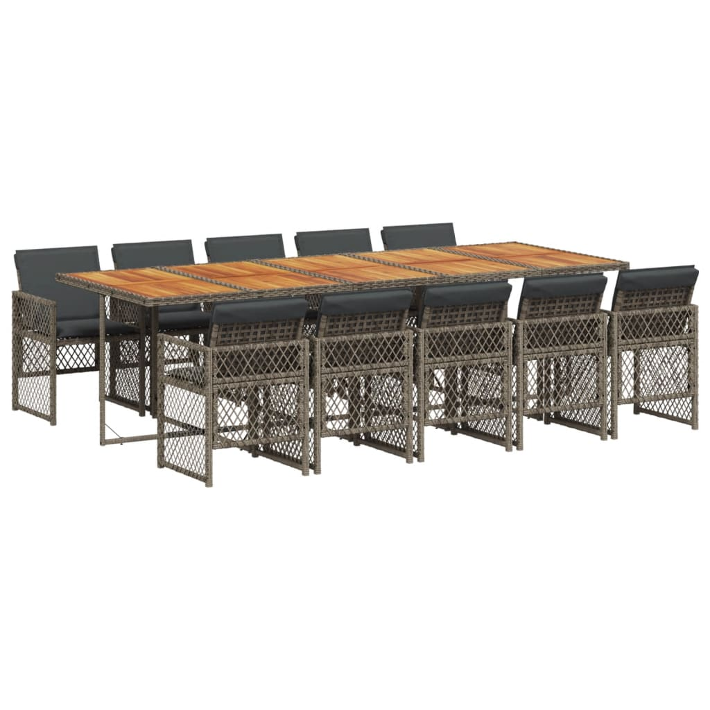 11 részes szürke polyrattan kerti ülőgarnitúra párnákkal (3210758)