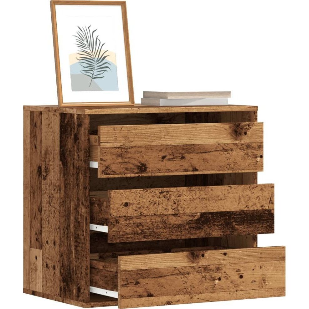 antik fa színű szerelt fa fiókos sarokszekrény 60 x 41 x 58 cm (852850)