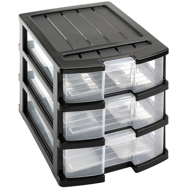 Heidrun Polc 34 × 25 × 23,5 cm, három fiókkal, fekete, műanyag (HDR1515)