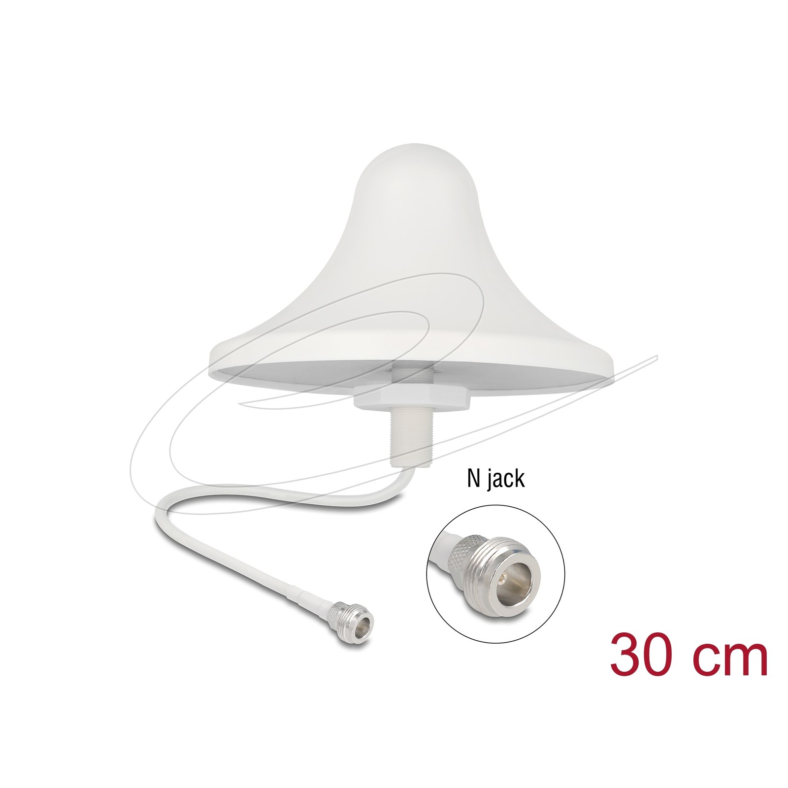 4G WiFi 2,4GHzN ženská anténa 3dBi 30cm RG-58 všesmerová stropná Delock