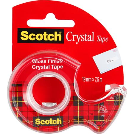 3M Scotch Crystal 19mm x 7.5m ragasztószalag adagolóval (UU005552839)