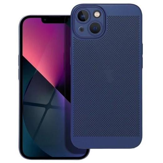 Gigapack Apple iPhone 14 Plus légáteresztő, lyukacsos műanyag tok sötétkék (GP-142619) (GP-142619)