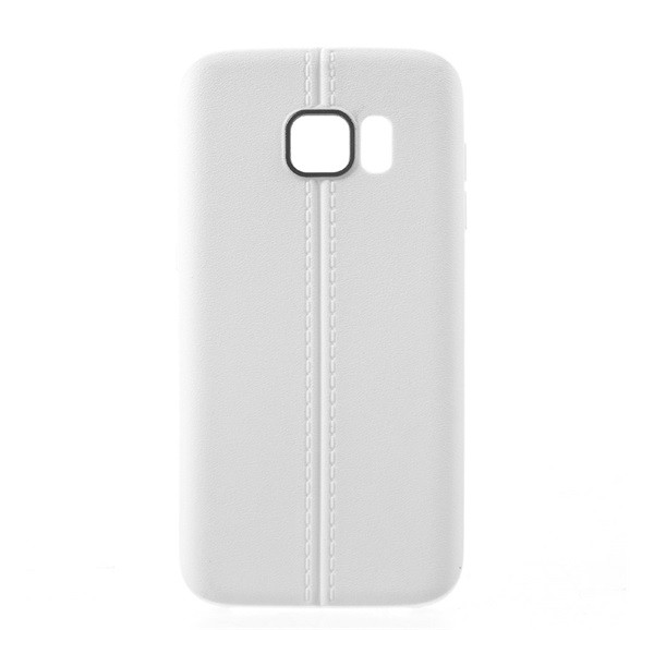 Szilikon telefonvédő (bőr hatású, varrás minta) FEHÉR [Samsung Galaxy S7 (SM-G930)] (5996457621897)