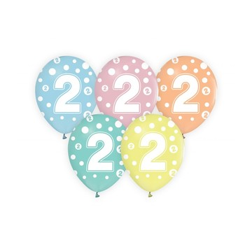 Godan Színes, pöttyös számos lufi 5 darabos szett - 2 (GZ-CYF2) (GZ-CYF2)