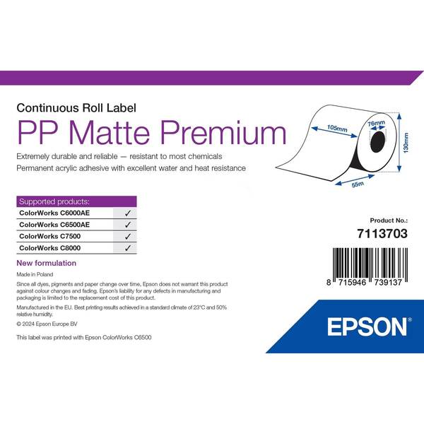 Epson 7113703 print etiket Hvid Selvklæbende printeretiket
