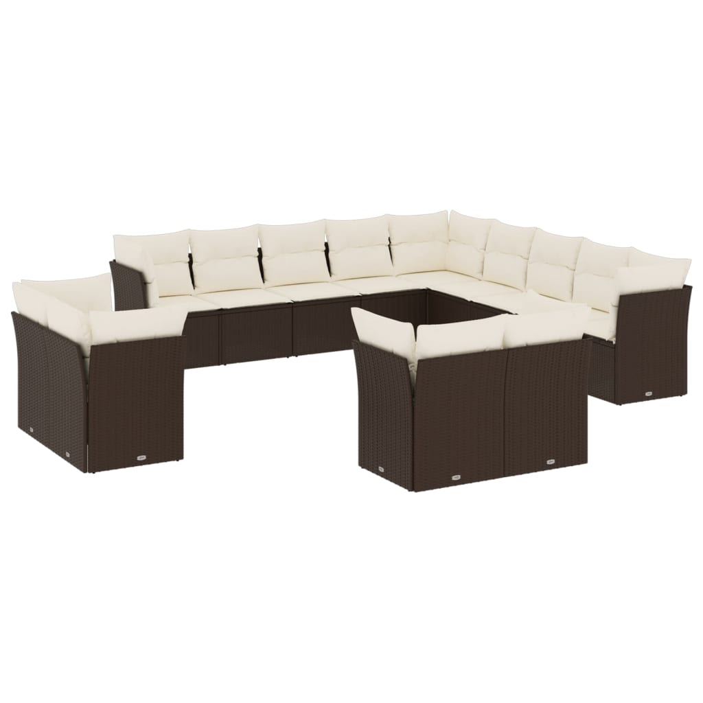 13 részes barna polyrattan kerti ülőgarnitúra párnákkal (3250392)