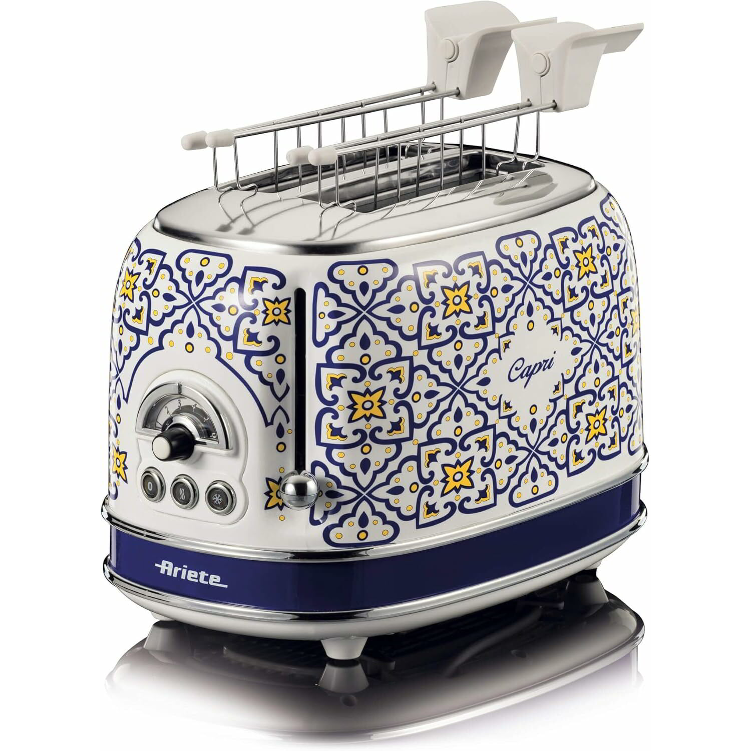 Ariete Capri 2 szeletes kenyérpirító 810W - Fehér / Kék mintás (00C01550CAR0)