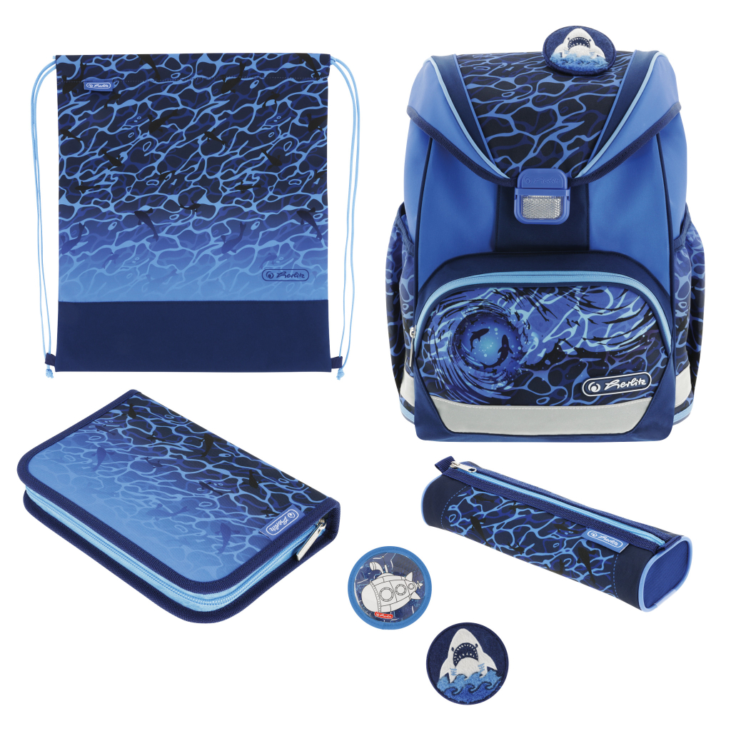 Herlitz UltraLight Cápás Iskolatáska szett - Kék/Mintás (50046164)