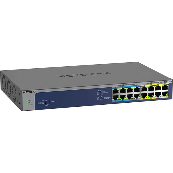 NETGEAR GS516UP Ikke administreret Gigabit Ethernet (10/100/1000) Strøm over Ethernet (PoE) Grå