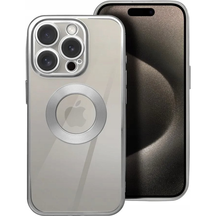 Glam Apple iPhone 16 szilikon tok kameravédő-lencsével, ezüst ( )