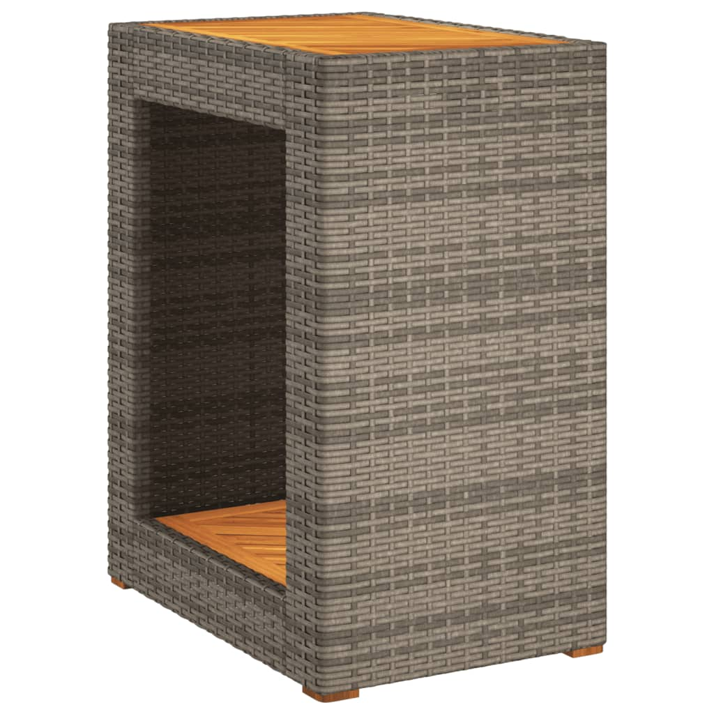 szürke polyrattan falapos kerti kisasztal 60x40x75 cm (366304)