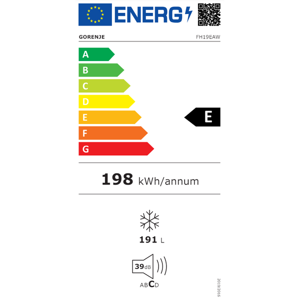 Gorenje FH19EAW Kummefryser Fritstående 191 L Hvid