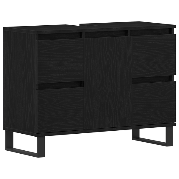 Mobilier baie, chiuvetă neagră din stejar 80x33x60 cm din lemn prelucrat