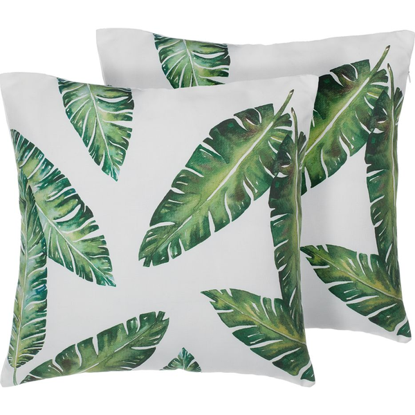 Conjunto De Cojines Decorativos Con Patrón De Hoja Verde 45 X 45 Cm Motivo Floral Decoración Moderna Tropical Dianella - Verde