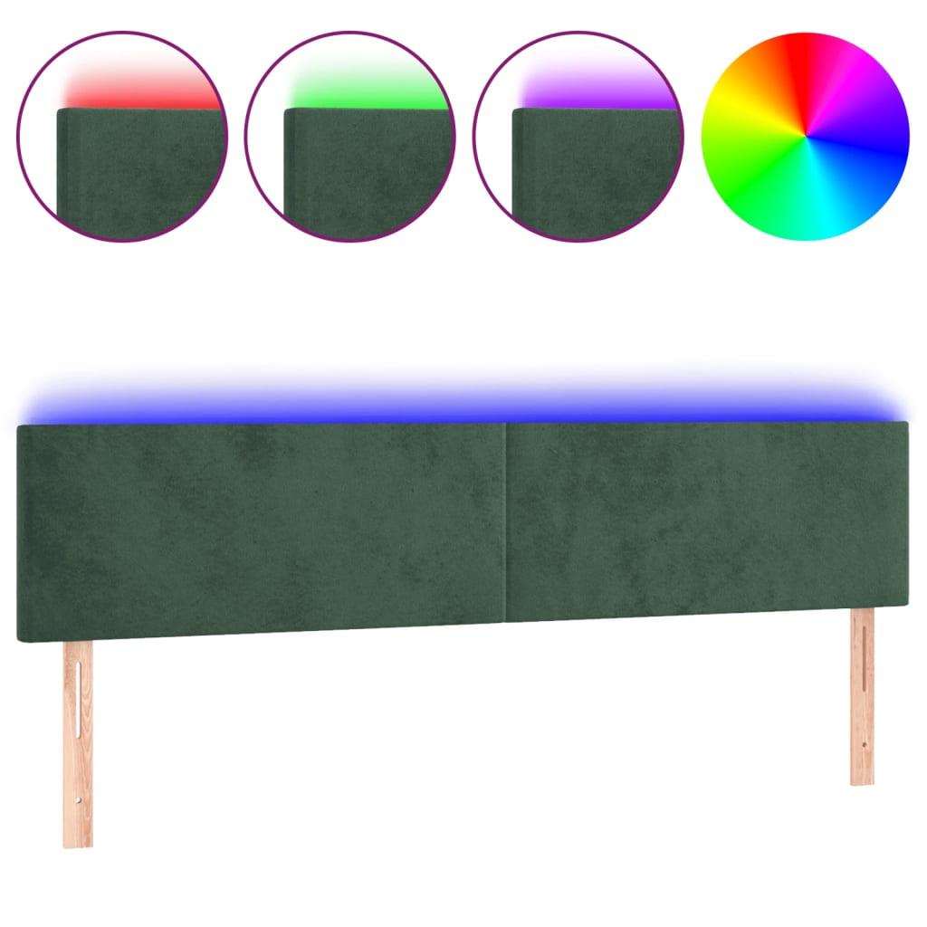 sötétzöld bársony LED-es fejtámla 160x5x78/88 cm (3121389)