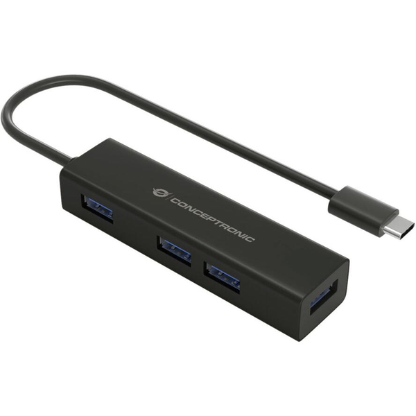 Conceptronic HUBBIES07B hub de interface USB 3.2 Gen 1 (3.1 Gen 1) Type-C 5000 Mbit/s Preto