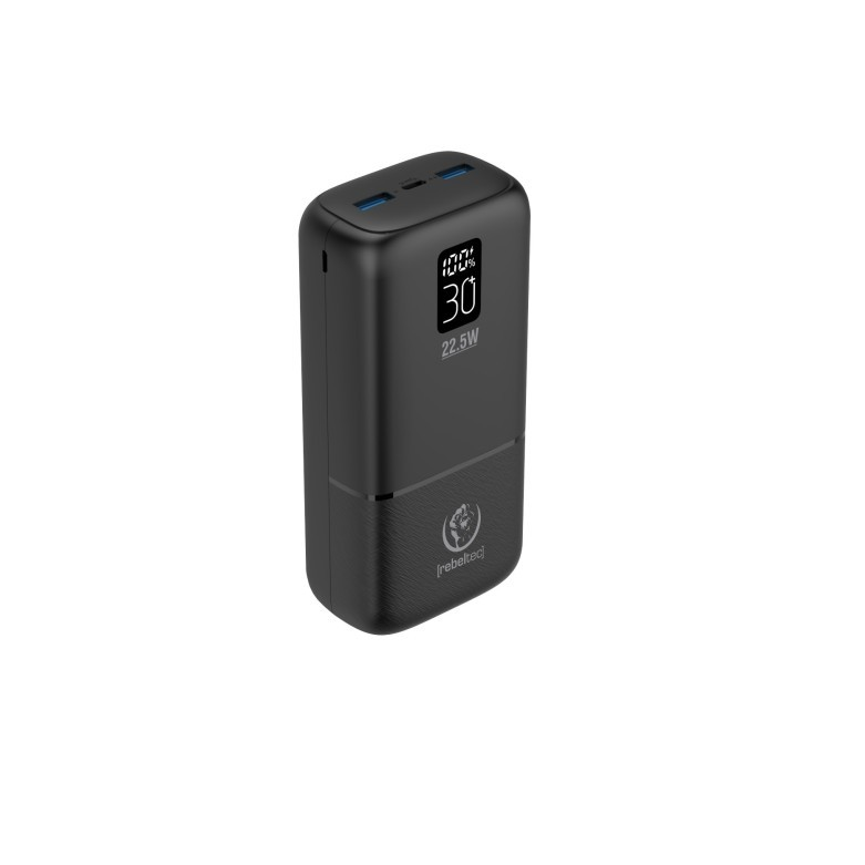 Rebeltec P30 LCDPD 30000mAh Powerbank - Fekete (RBLAKT00023)