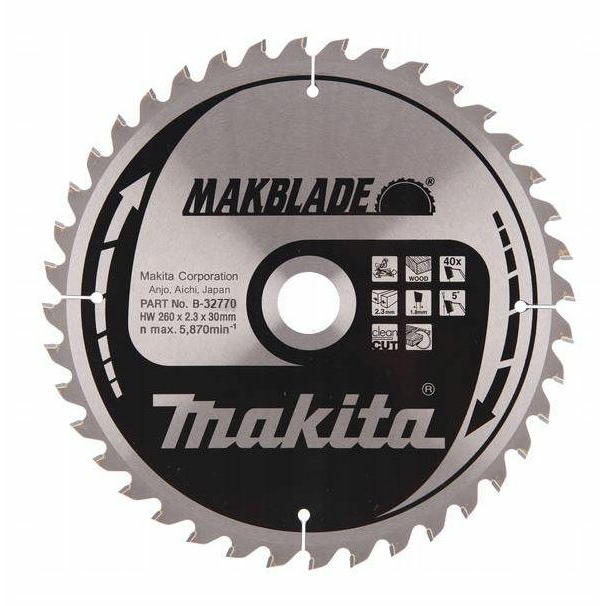 Fa vágókorong Makita B-32770 260x30 mm 40 fog (B-32770)