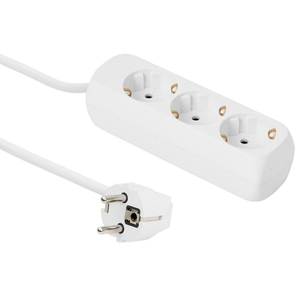 Microconnect 3-way Schuko Socket 1.5M White stikdåse 1,5 m 3 AC stikkontakt(er) Indendørs Hvid