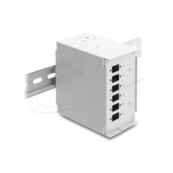 LWL Patchfeld 6 Port für SC Simplex oder LC Duplex grau Metall zur Hutschienen Montage