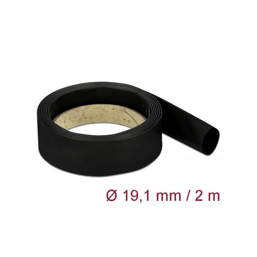 Delock Fekete, hőre szűkülő tubus 2 m x 19,1 mm méretű szűkülési aránya 4:1 (20669) (20669)
