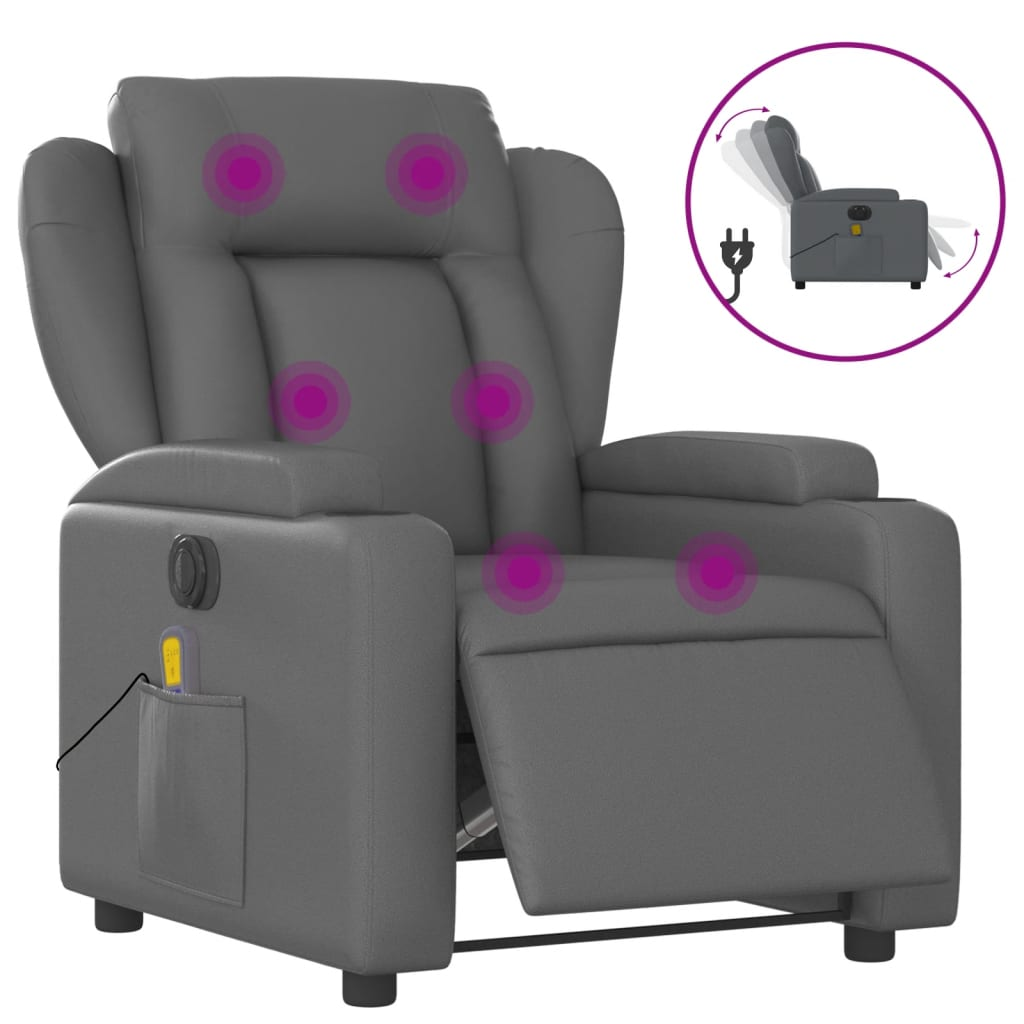 szürke műbőr elektromos dönthető masszázsfotel (3204540)