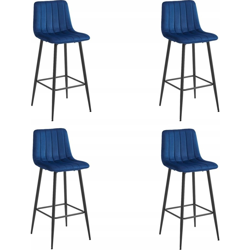 POZZA Hocker - Tengerészkék Bársony / Fekete Lábak x 4 (model_3859_4-POZZA-MARY87)