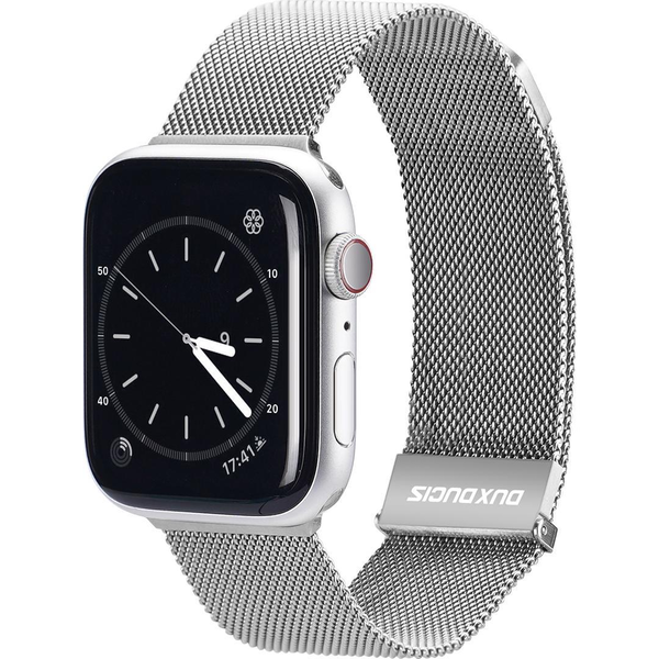 Dux Ducis pótszíj (egyedi méret, nagy, alumínium, milánói, mágneses) EZÜST Apple Watch Series 10 46mm / Watch Ultra 2 49mm / Watch Ultra 49mm (GP-125880)