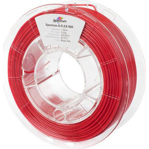 Spectrum Filaments 80252 S-Flex 90A 3D nyomtatószál Rugalmas nyomtatószál rugalmas, vegyileg ellenálló, késedelem nélkül 1.75 mm 250 g bloody red, (590317565194)