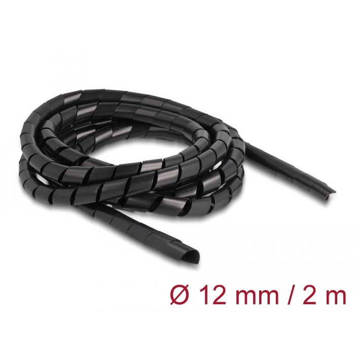 Delock spirál flexibilis kábelburkolat 2m x 12mm fekete (19015) (delock19015)