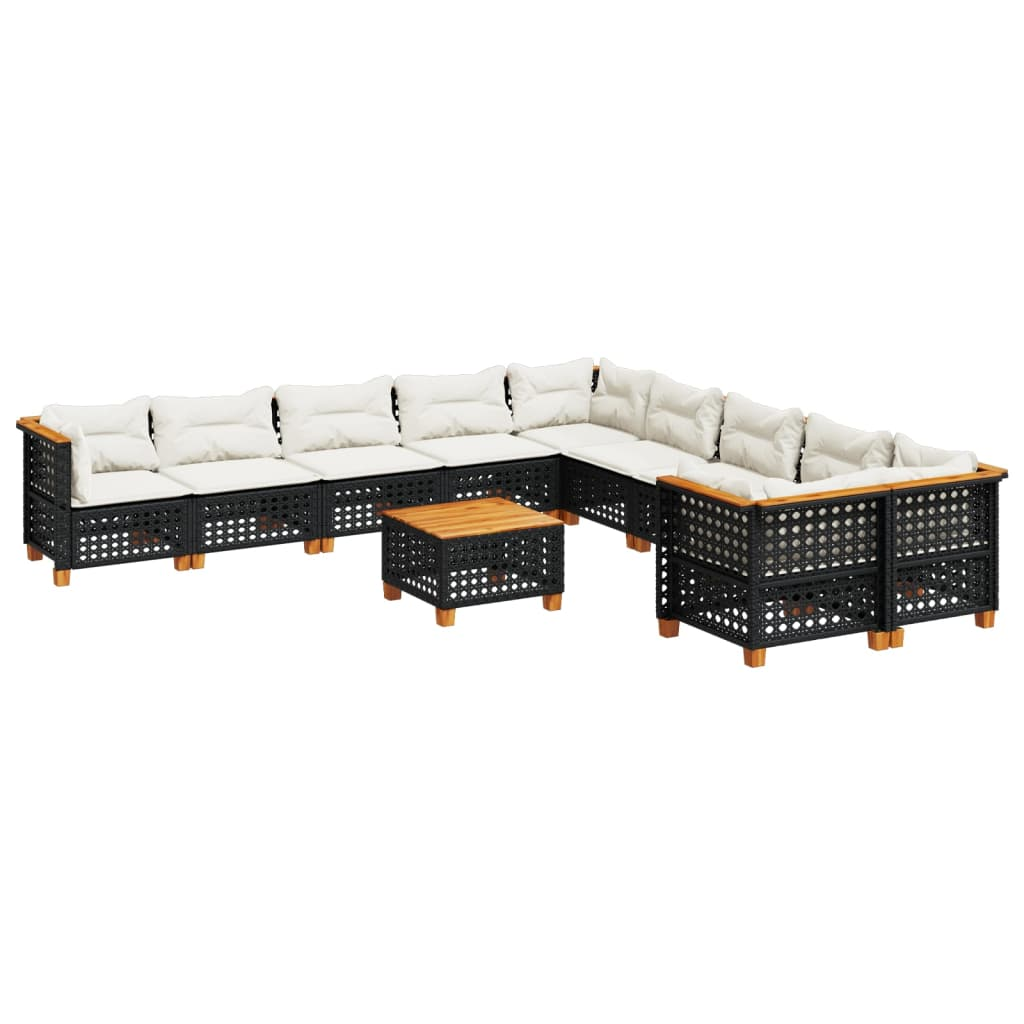 11 részes fekete polyrattan kerti ülőgarnitúra párnákkal (3262052)