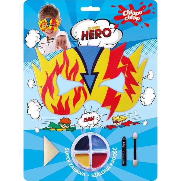 Chlapu Chlap Zestaw do charakteryzacji SuperHero (piankowa maska + farbki)