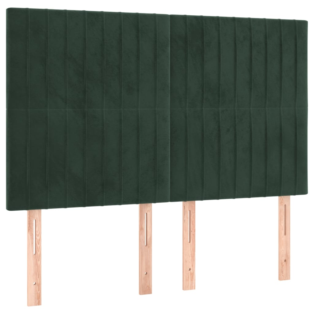 4 db sötétzöld bársony fejtámla 72 x 5 x 78/88 cm (3116621)