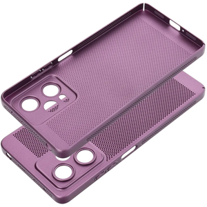 Xiaomi Redmi Note 14 4G (Global), Műanyag hátlap védőtok, légáteresztő, lyukacsos minta, Breezy, lila