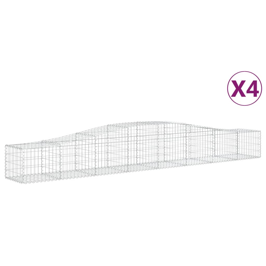 4 db íves horganyzott vas gabion kosár 400x50x40/60 cm (3145919)