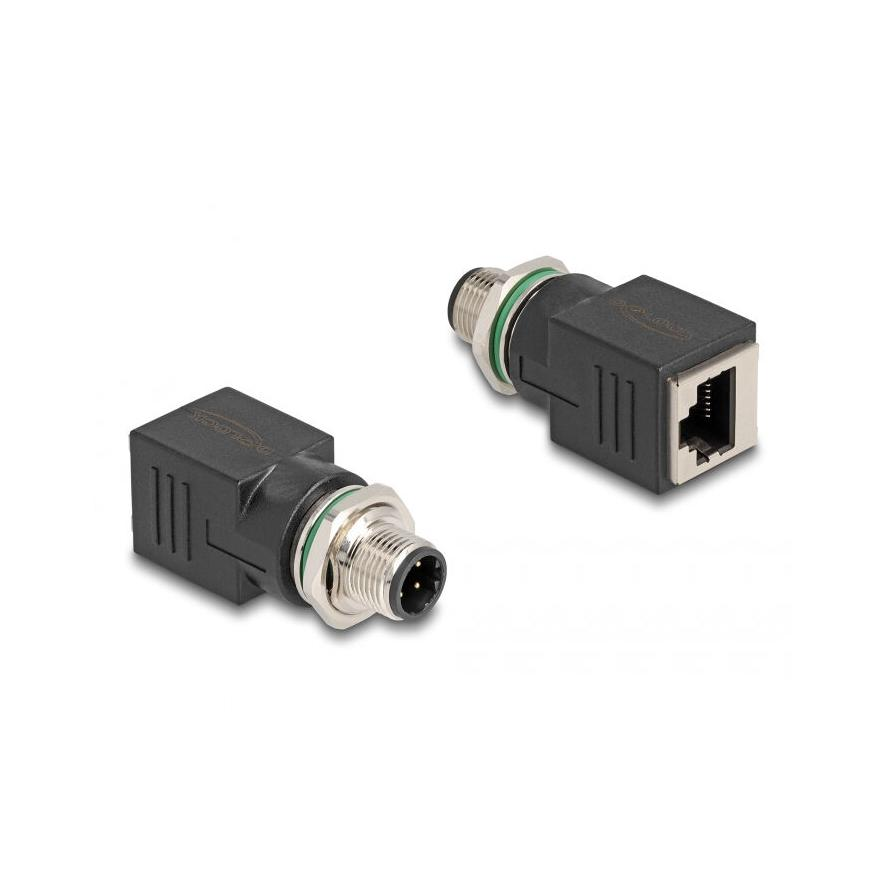 Delock M12 adapter D-kódolt 4 tűs apa - RJ45 anya egyenes (60061)