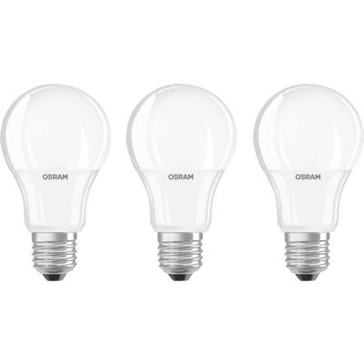 LED izzó, E27, 9W=60W, melegfehér, körte formájú, OSRAM, 3 db-os készlet (4052899955523)