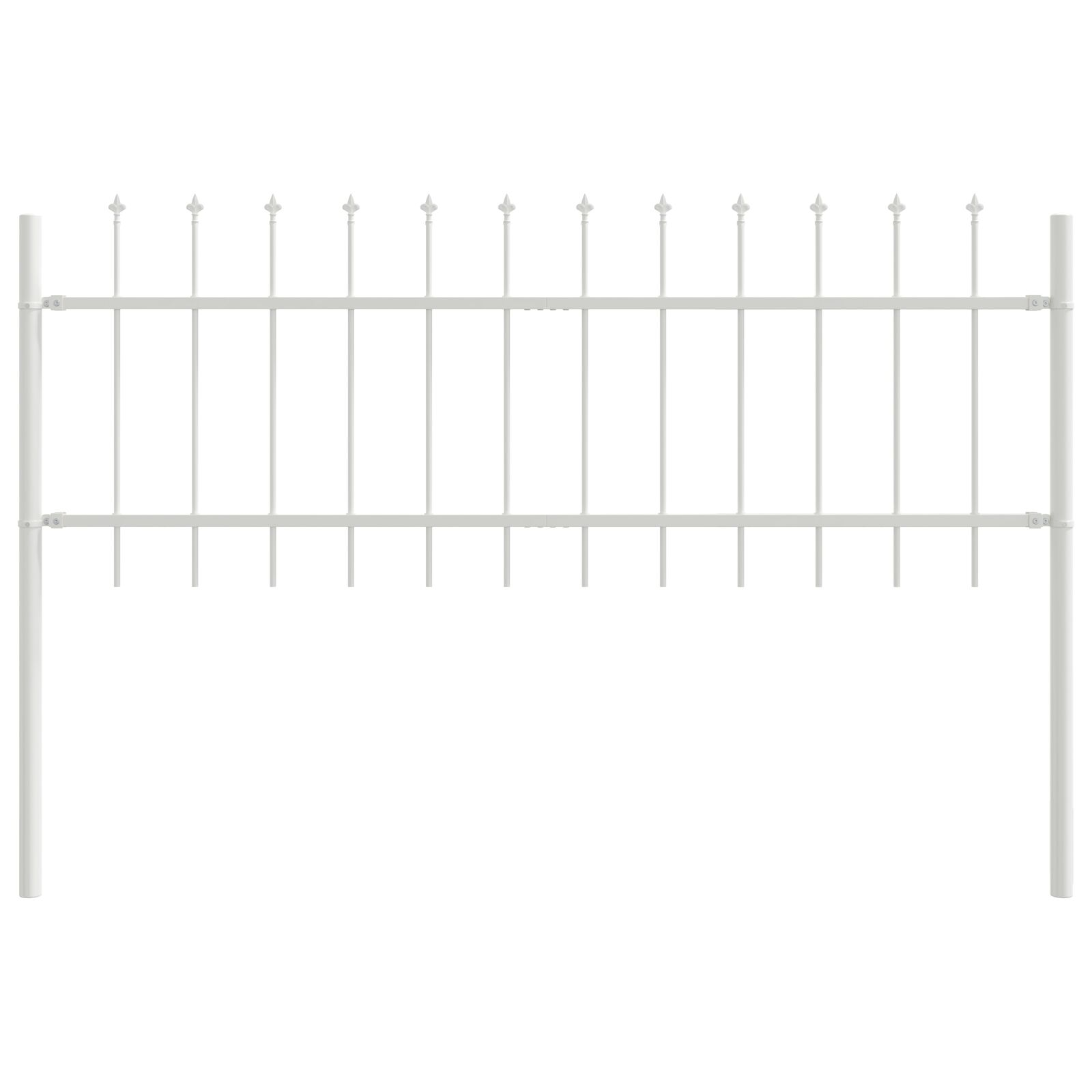Kertkerítés Lánghegyű Fehér 1,7x0,6 m Acél (42003878)