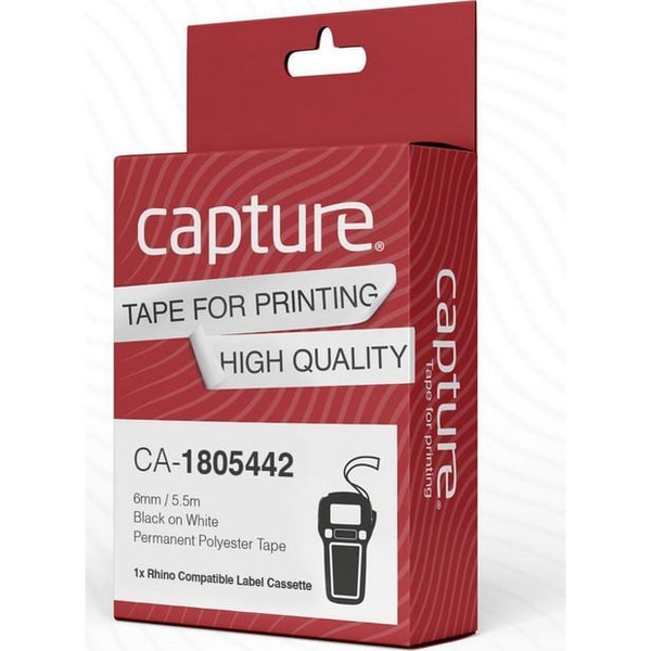 Capture CA-1805442 etiketbånd Sort på hvid