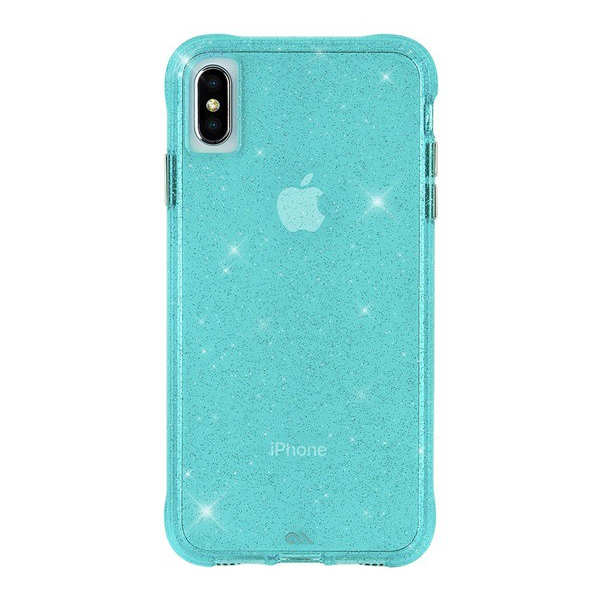 CASE-MATE SHEER szilikon telefonvédő (közepesen ütésálló, légpárnás keret, csillámporos) VILÁGOSKÉK [Apple iPhone XS Max 6.5] (CM037986)