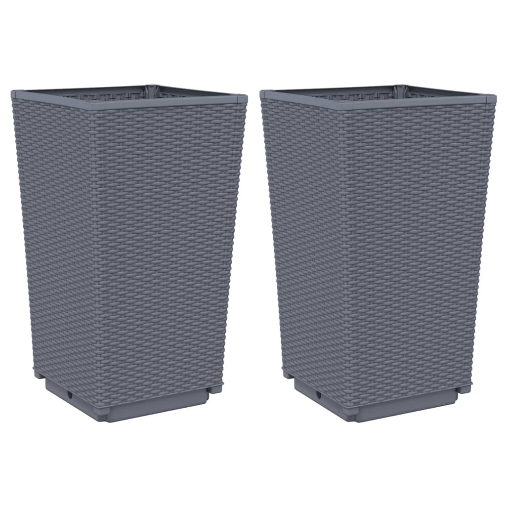 2 db szürke polipropilén kerti ültetőláda 32,5 x 32,5 x 57 cm (367846)