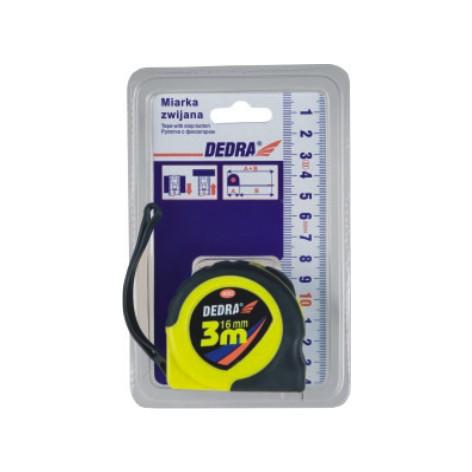 Dedra Mérőszalag 3 m 1 Stoppos Gumirozott PVC Tartóval