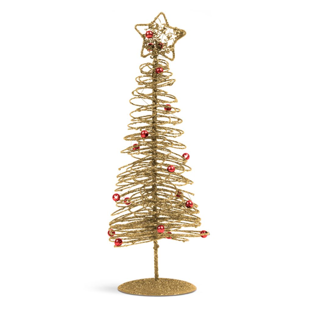 Family glitteres fém karácsonyfa 28cm aranyszínű (58622B) (58622B)