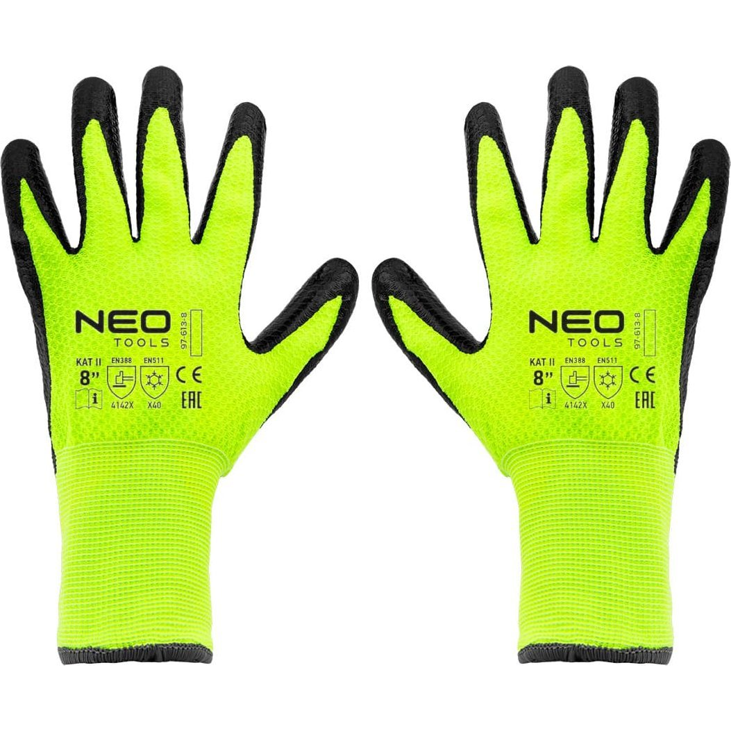 NEO 97-613-8 Munkakesztyű, Hőszigetelt, Latex Bevonatú Akril Anyag, 4142X, 8