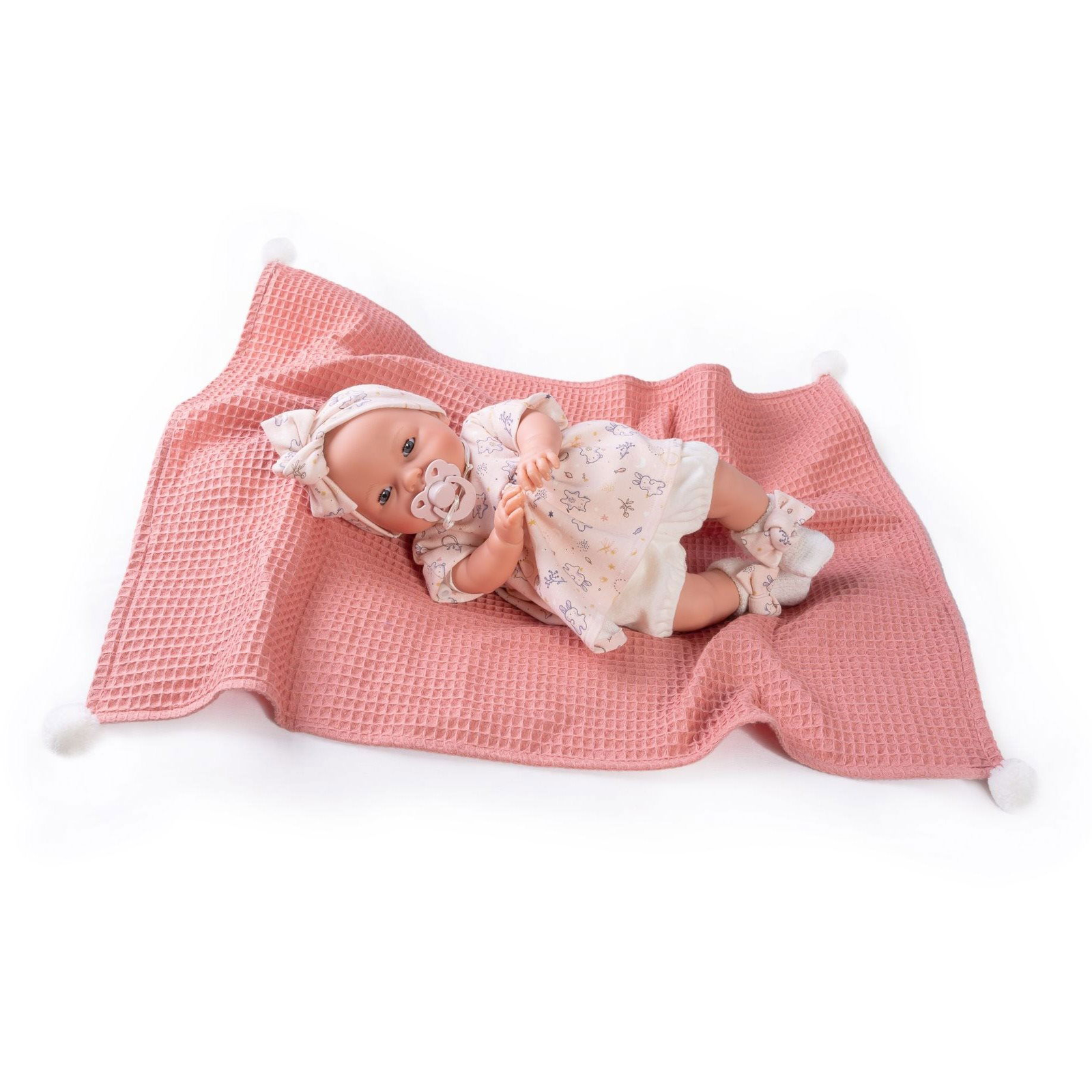 Antonio Juan 14258 Bimba - Pislogó játékbaba hangokkal és puha szövet testtel - 37 cm (8435083614585)