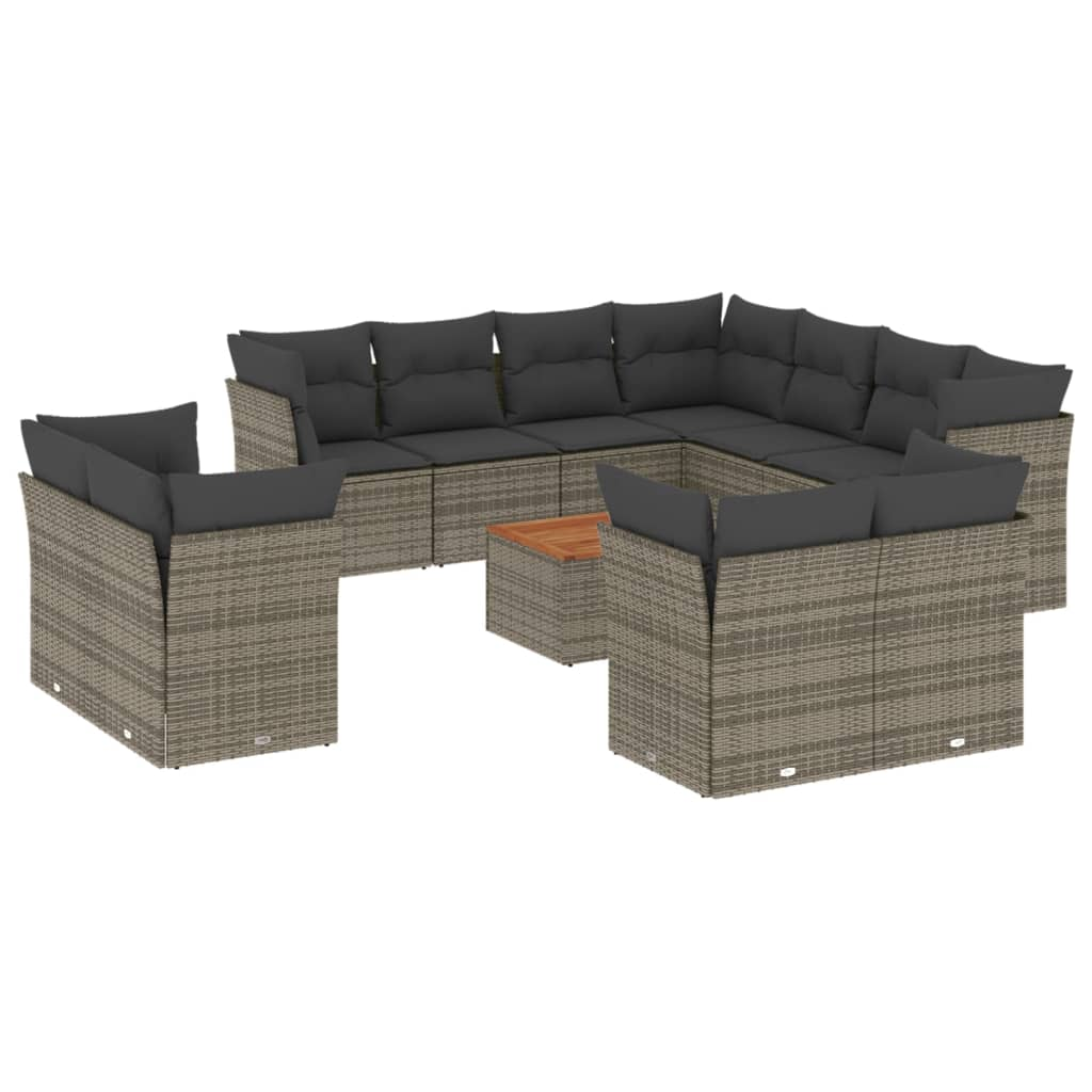 12 részes szürke polyrattan kerti ülőgarnitúra párnákkal (3256277)