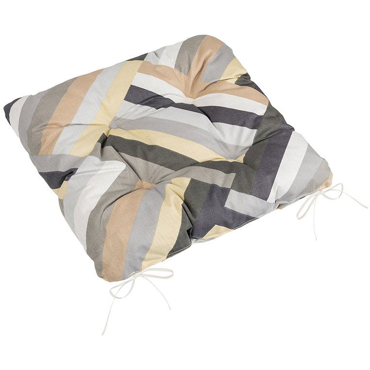 BELLATEX Adéla Seat cushion 41/231 quilted 40 × 40 cm stripes grey, beige (12549)