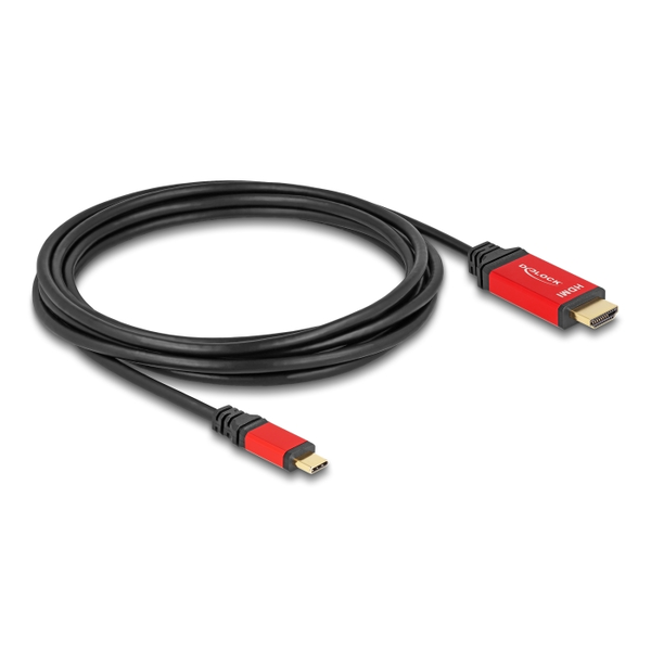 DELOCK ?USB Type-C zu HDMI Kabel DP Alt Mode 8K 60 Hz mit HDR Funktion 3m rot