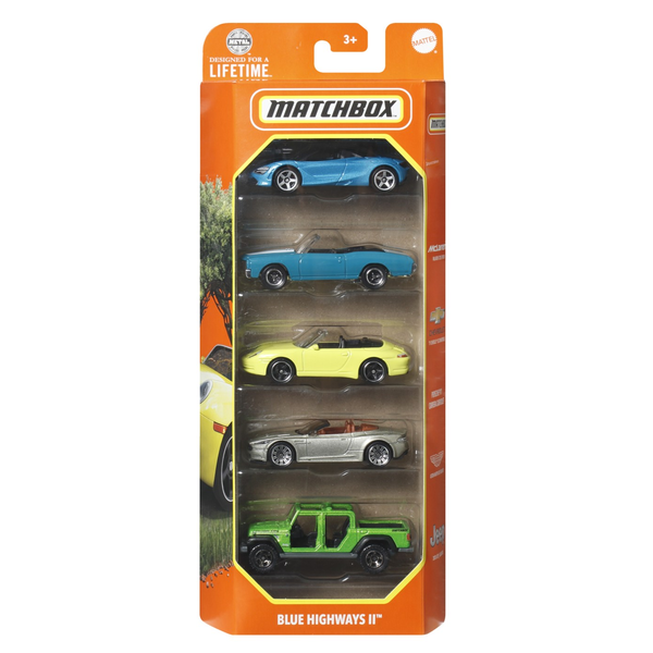 MATCHBOX SET 5 MASINUTE METALICE MBX BLUE HIGHWAYS II SCARA 1:64