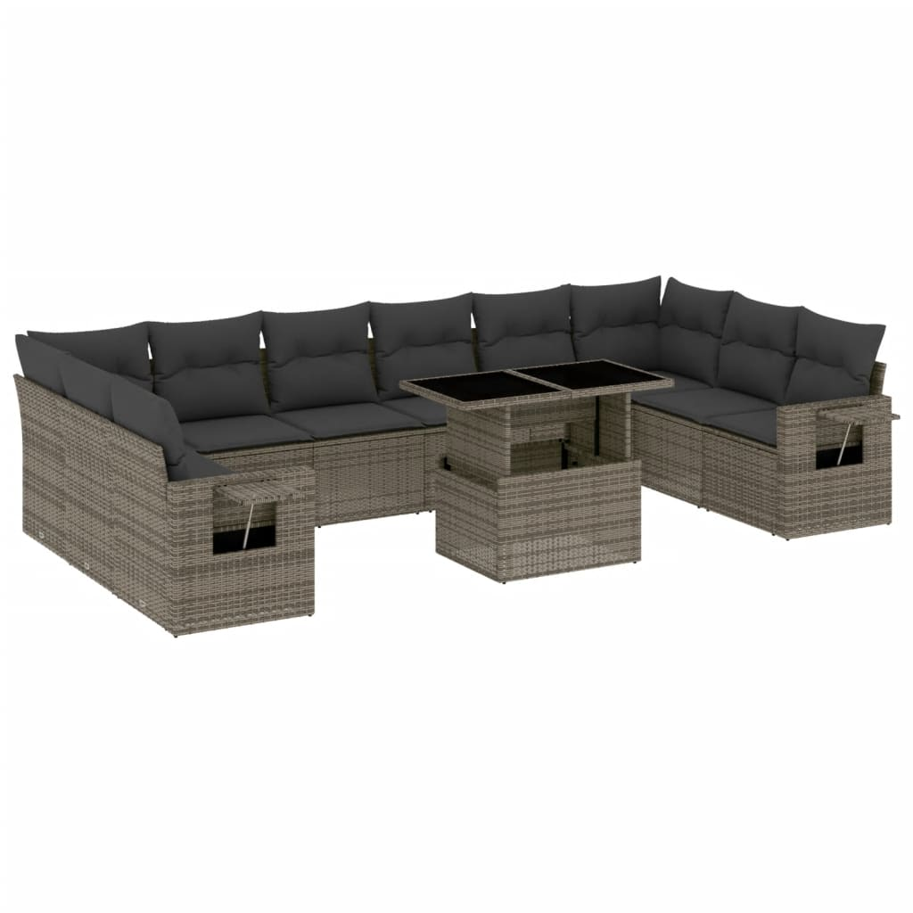 11 részes szürke polyrattan kerti ülőgarnitúra párnákkal (3268150)